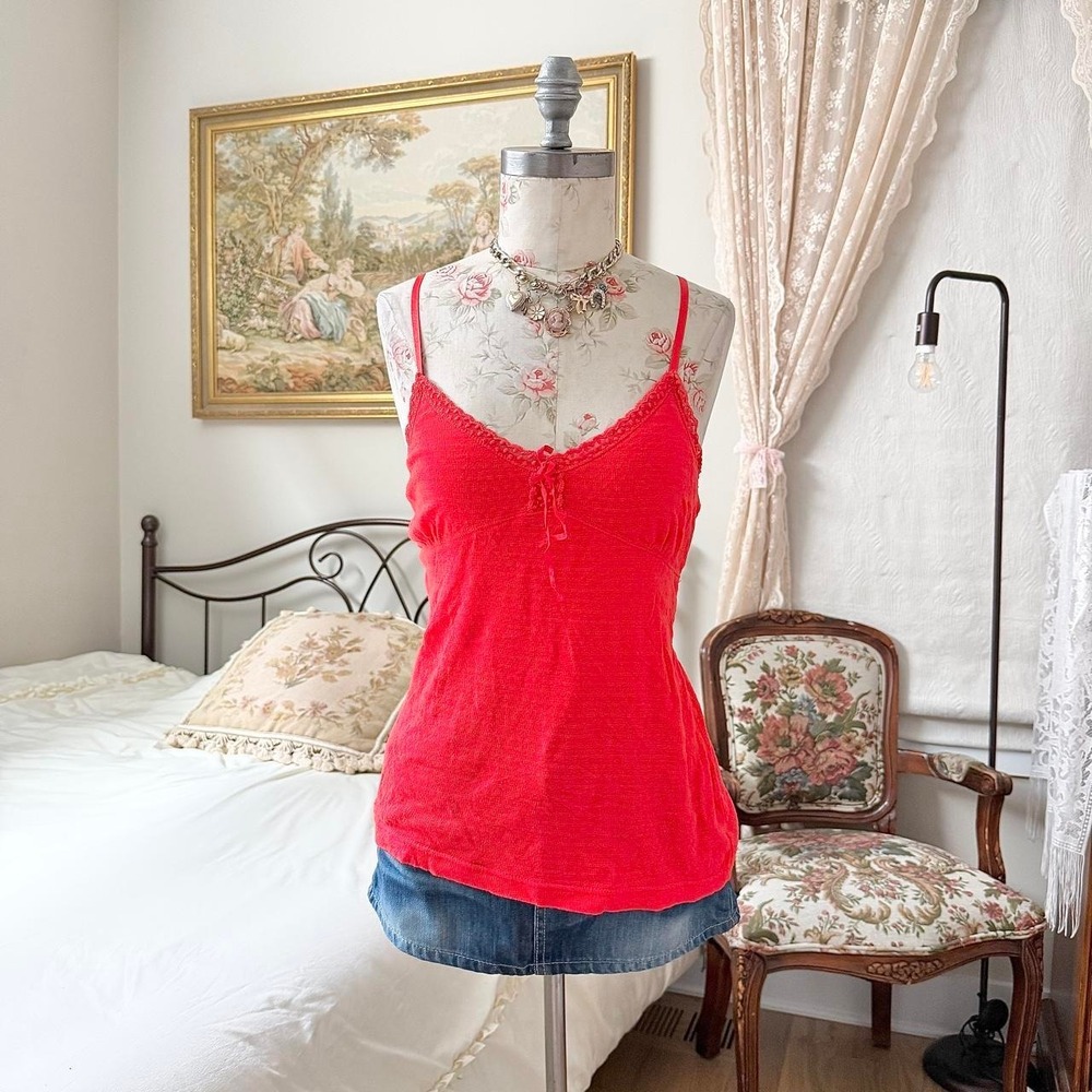 Bright Coral Cami Y2K size large bright coral camisole going out top